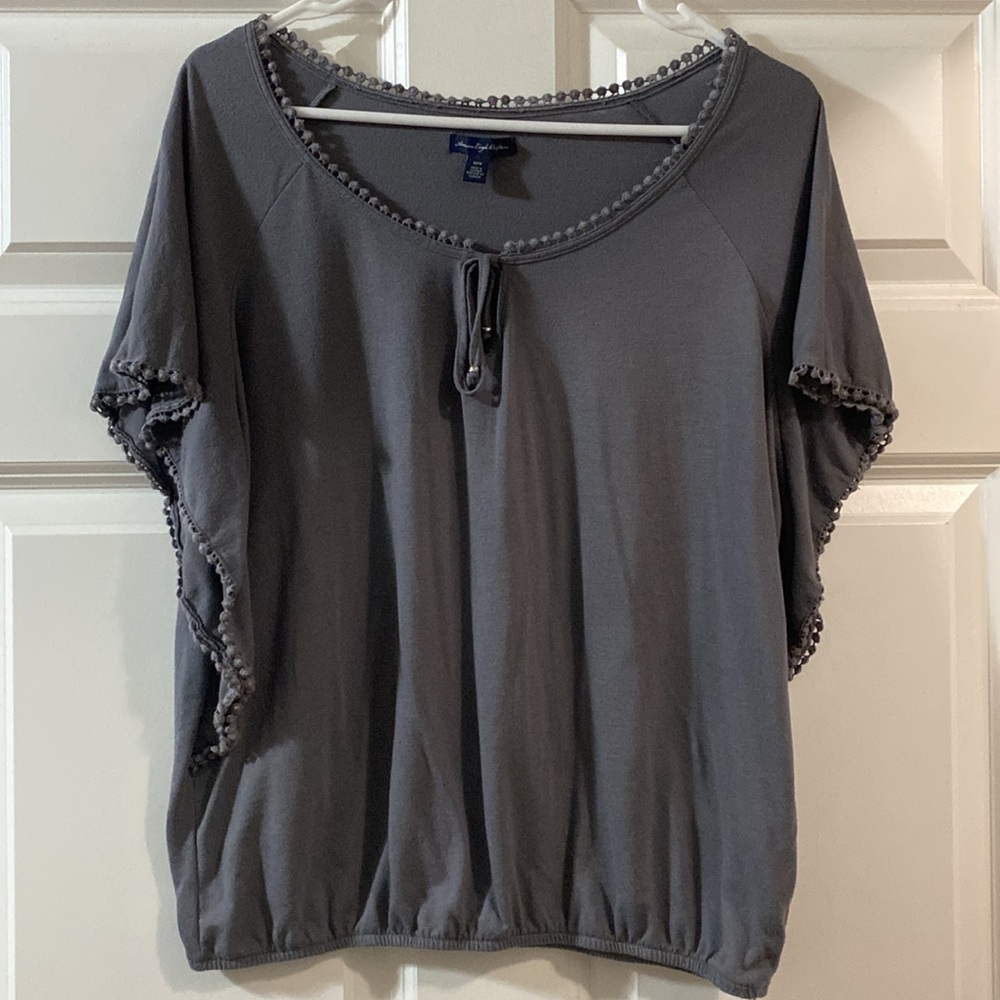 American Eagle Gray Blouse-Size Medium.